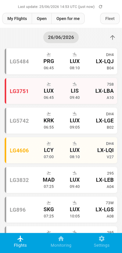 Flight List Screenshot
